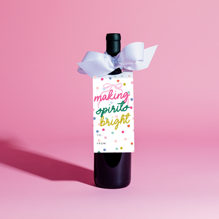 Making Spirits Bright Wine Tag and Ribbon
