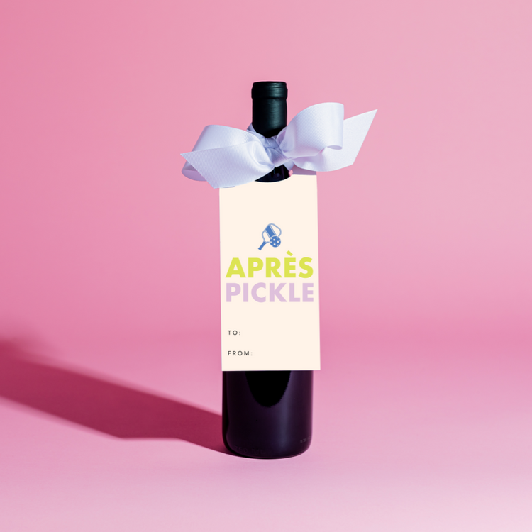 Aprés Pickle Wine Tag and Ribbon