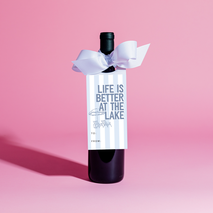 Life Is Better At The Lake Wine Tag and Ribbon