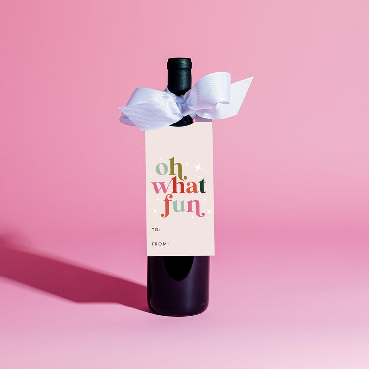Oh What Fun Wine Tag and Ribbon