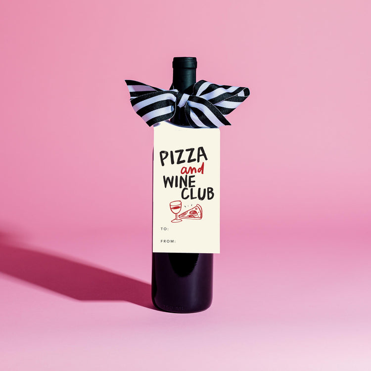 Pizza And Wine Club Wine Tag and Ribbon