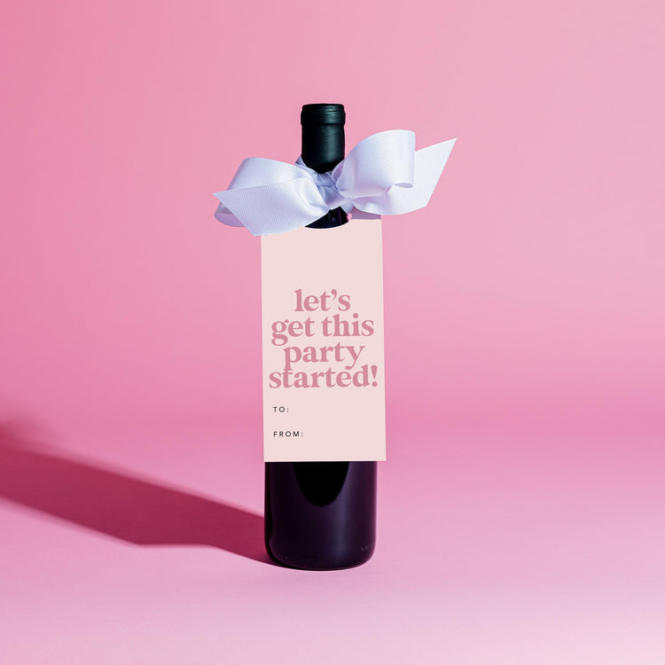 Let's Get This Party Started Wine Tag and Ribbon