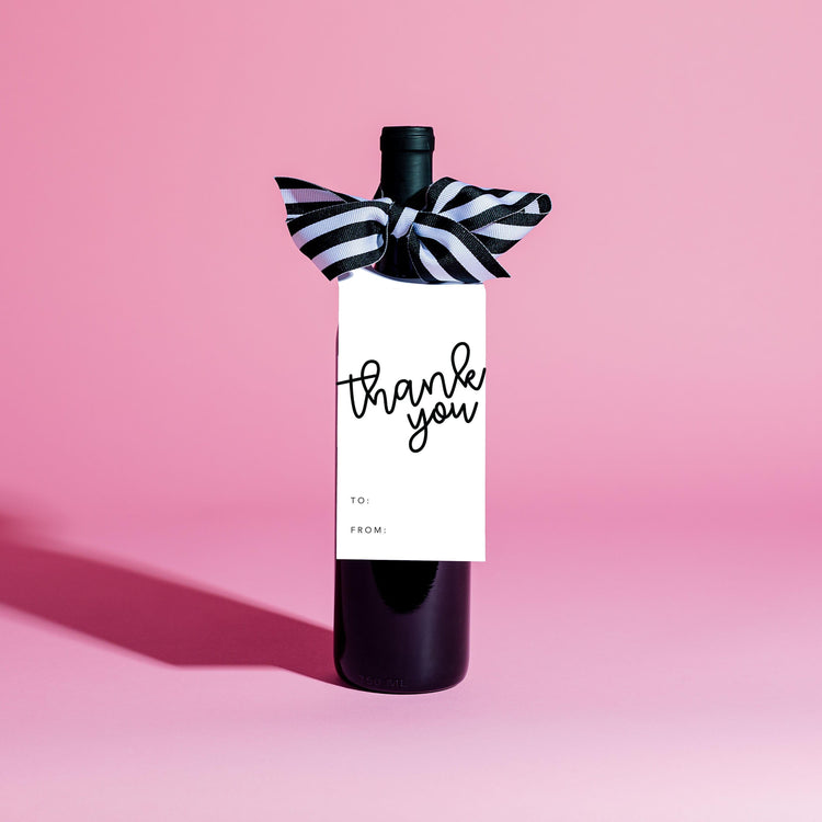Thank You Wine Tag and Ribbon