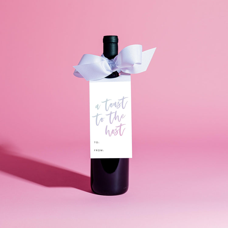 A Toast To The Host Wine Tag and Ribbon