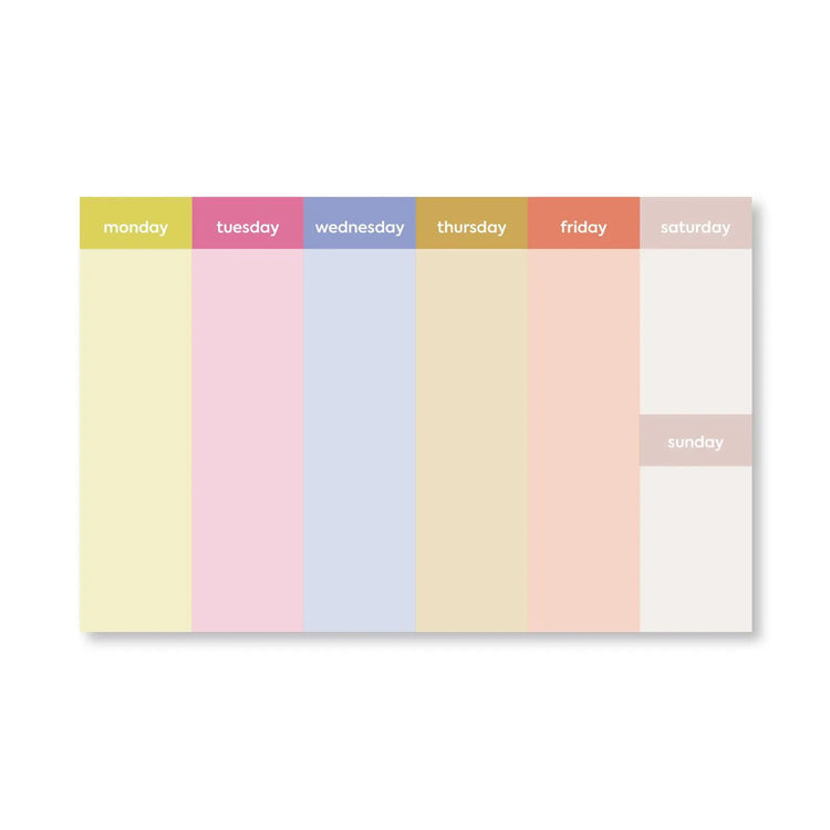 Days Of The Week Vertical Planning Pad
