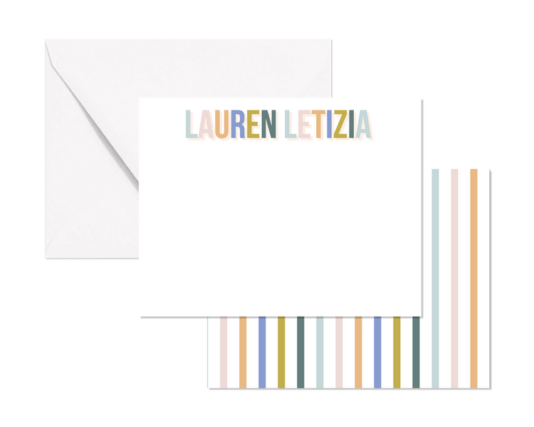 Personalized Striped Note Cards
