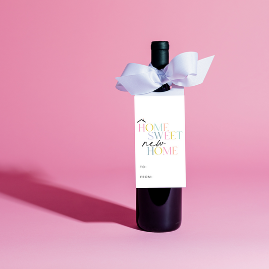 Home Sweet New Home Wine Tag and Ribbon